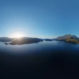 Aerial Mountains and Lake Sunset 17k