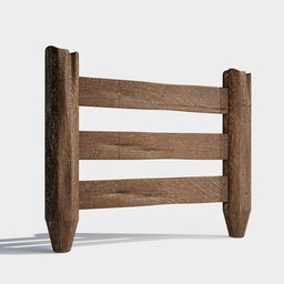 "Wood Fence 3" 3D model for Blender 3D featuring a realistic wooden fence with textures and real-life dimensions. Perfect for outdoor scenes and landscaping projects. Keywords include fence, wooden, textures, real world scale, and Blender 3D.