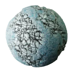 2K PBR Ice Rock texture with rock and ice elements for 3D materials, featuring displacement and procedural details suitable for Blender.