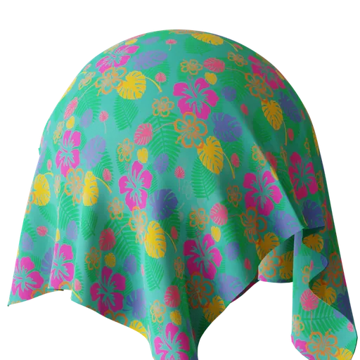 Vibrant floral Paradise fabric texture for PBR shading in Blender, high-resolution 2048p design suitable for clothing.