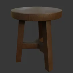 Detailed 3D rendering of a sturdy wooden stool for Blender showcasing smooth textures and realistic lighting.