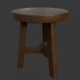 "Wooden Stool - A realistic untextured 3D model of a round-cropped wooden stool for Blender 3D. Inspired by Ditlev Blunck, this unique design features smooth round shapes and is perfect for creating a realistic rendering of a regular chair. Ideal for game renders, knee, and inspired by Liubov Popova."