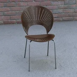 "Trinidad chair: a brown hardmesh chair with parametric features, inspired by Michael Malm and designed by Nanna Dietzel in 1993. Perfect for outdoor design, modeled with great topology in Blender 3D."