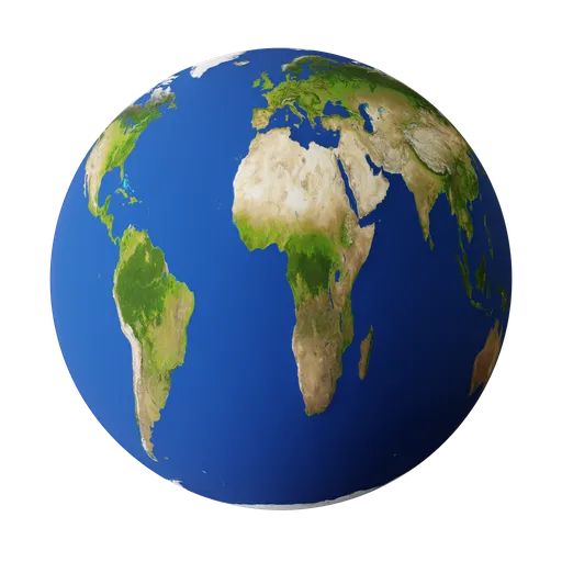 8K resolution Earth texture suitable for PBR workflows in Blender 3D and other 3D applications.