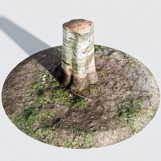 Realistic Blender 3D tree stump model showcasing fine details and textures, suitable for natural scene rendering.