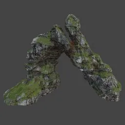 Green Moss Rock Arch Modular Asset