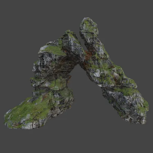 Green Moss Rock Arch Modular Asset