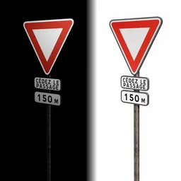 Road sign Yield French standard (AB3a)