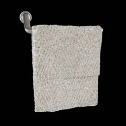 Realistic 3D towel model for Blender Cycles, high detail, hanging on a metal hook.