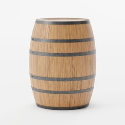"Wooden barrel, perfect for storage and shipping on sail ships and in cellars, rendered in 3D using Blender. This stylized object features black stripes on a wooden surface, making it a visually appealing addition to your Blender 3D models collection."