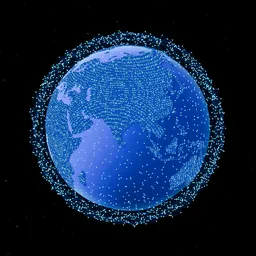 Scifi Earthmap with orbital Net