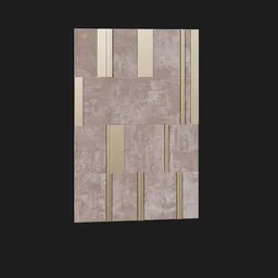 "Enhance your interior decor with this Cream Velvet/Metal 3D panel model, rendered for visual perfection in Blender 3D software. Inspired by Bruno Liljefors, the luxurious neckless and art deco stripe pattern add elegance to your space. The metallic bronze skin and heavy grain-s 150 texture make it a standout feature, ready to impress."