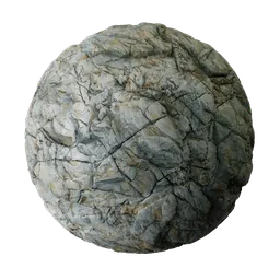 Realistic white rock texture with detailed cracks and PBR displacement for 3D modeling and rendering.