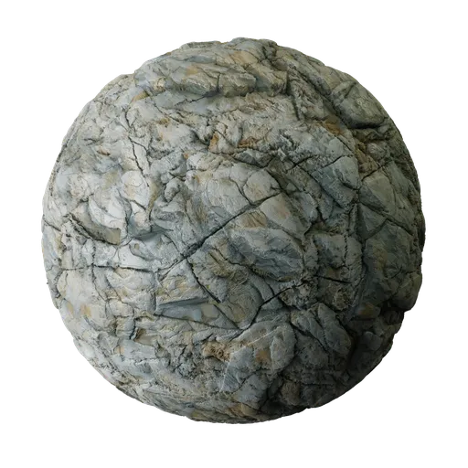 Realistic white rock texture with detailed cracks and PBR displacement for 3D modeling and rendering.