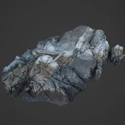 Detailed 3D model of rocky terrain, suitable for Blender, showcases realistic textures of coastal rocks.