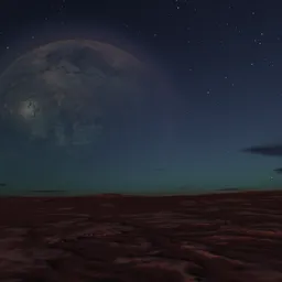 Sci-fi landcape at blue twilight