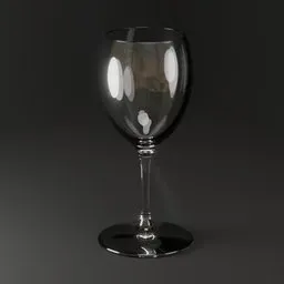 Realistic 3D model rendering of a classic wine glass with procedural shader, ideal for Blender 3D projects.