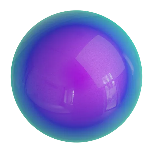 High-quality PBR Colorful glass material for Blender 3D rendering, showcasing multicolored reflections and nodal textures for realistic effects.