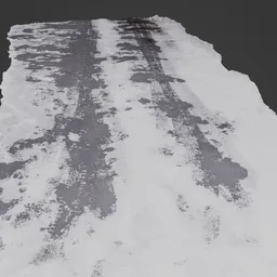 Detailed 3D scan texture of a snowy driveway for Blender with realistic details and shading.