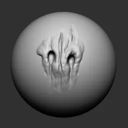 3D sculpting brush for Blender creating detailed creature nose shapes on models.