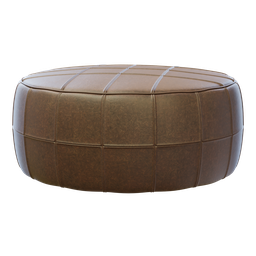 "Brown leather pouf 3D model for Blender 3D - ideal for lounge spaces. High-quality head and mesh structure with a sitting pose. Add this stylish ottoman to your 3D design library today."