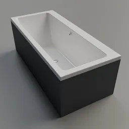 "Rectangular graphite built-in bathtub for Blender 3D - perfect for modern, dark-themed bathrooms. Monochrome 3D model with deep lines and shadows. Height 178cm."