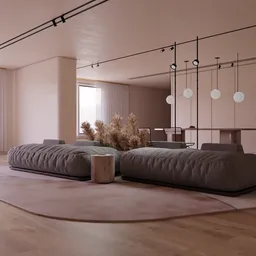 Contemporary Interior Living Room A