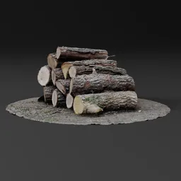 Detailed 3D model of a realistic pile of cut logs, ideal for Blender environmental design.