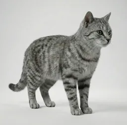 Tabby Cat Rigged Animated Groomed