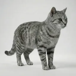 Tabby Cat Rigged Animated Groomed