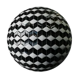 High-resolution black and white marble tile texture for 3D rendering in Blender, suitable for PBR workflows.