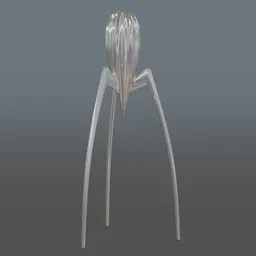 High-detail 3D model of a sleek citrus juicer with tripod legs, compatible with Blender for 3D designing and printing.