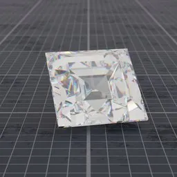 Realistic Blender 3D square cut diamond model with adjustable shaders and IOR for various gemstones.