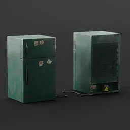 "Dirty refrigerator 3D model for Blender 3D: A beautifully crafted kitchen appliance with rusty metal plating and quixel textures. Perfect for games and animations set in broken and dirty environments."