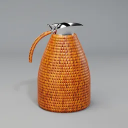 Thermos flask wrapped in woven wicker