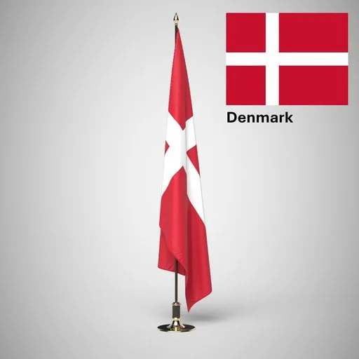 Denmark Ceremonial flag on stand