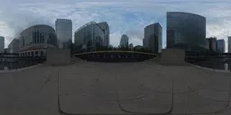 360-degree urban skyline HDR panorama for realistic lighting in 3D scenes.