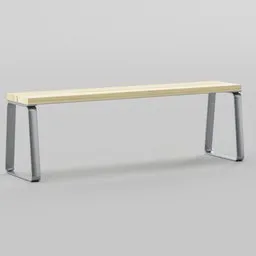 "Campus Levis Bench - Wooden Bench with Metal Legs in Regular Chair Category for Blender 3D". This 160x40x52 bench model is perfect for any educational campus or public seating area. Made with Blender 3D software, the detailed design includes metal support legs and sleek wooden seating.