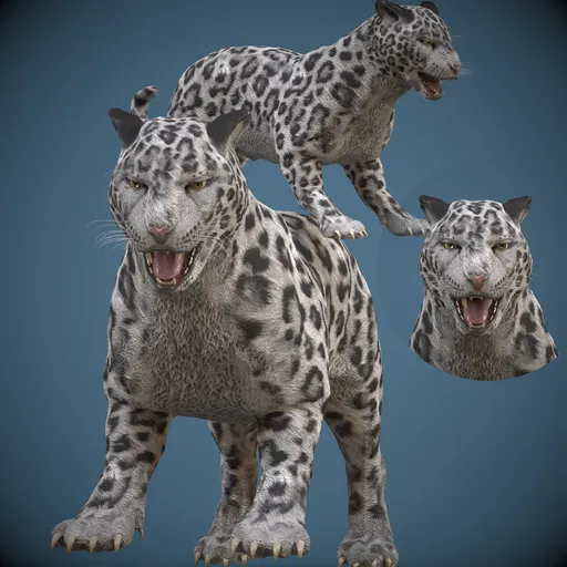 Game-Ready Realistic Snow Leopard-jaguar