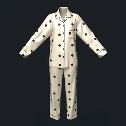 Polka Dot-Patterned Silk Pajama Set