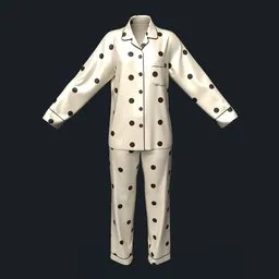 Polka Dot-Patterned Silk Pajama Set