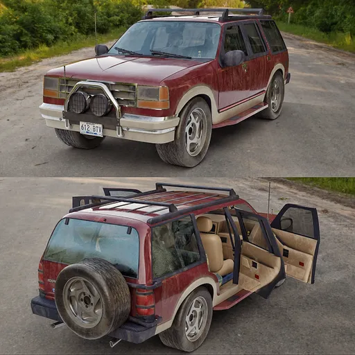 Detailed 1994 Ford Explorer SUV 3D model with separate materials for customization, suitable for Blender rendering.