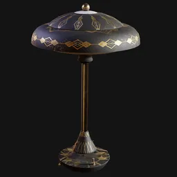 Deco Brass Saucer Table Lamp Ornate