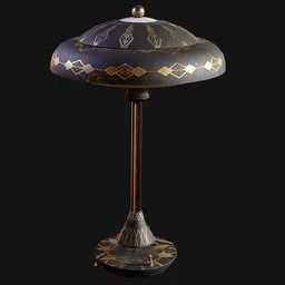 Deco Brass Saucer Table Lamp Ornate