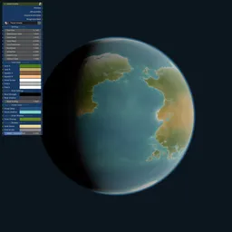 Realistic 3D-rendered planet with customizable shaders for space scenes, compatible with Blender EEVEE.