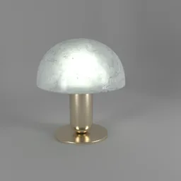 Realistic 3D model of a modern marble dome table lamp with polished brass base, designed for Blender rendering.