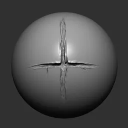 3D sculpting brush imprint of an inverted cross for detailing monstrous models in Blender.