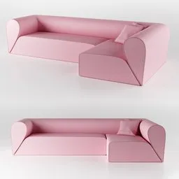 "High-quality 3D model of an Italian Moroso sofa in Blender 3D software. This Swedish-designed sofa, inspired by Aniello Falcone, comes in a pink color with unique pillows. Accurate features and multiple views make this 3D render an excellent addition to your collection."