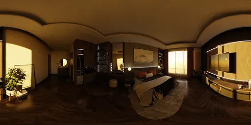 Warm morning light fills a cozy bedroom with elegant furnishings, perfect for realistic scene lighting.
