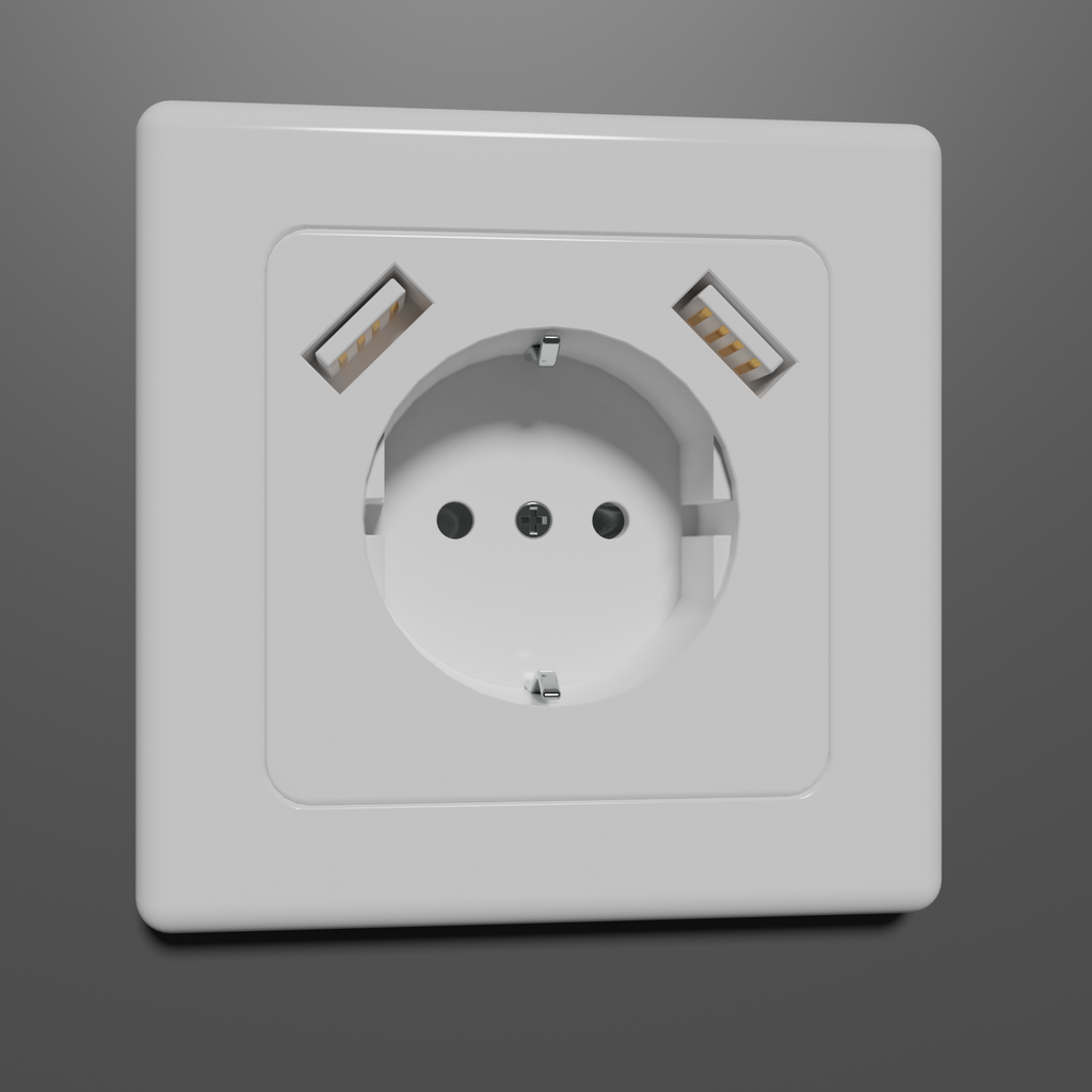 BlenderKit | Download the FREE 220 volt socket with 2x USB charger. model